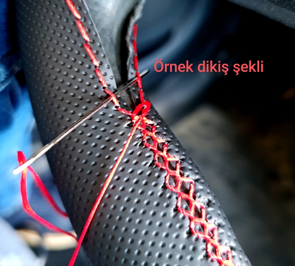 Dikişli Direksiyon Kılıfı Siyah Deri Siyah Dikişli Man 12.160 Kamyon İçin Karışık