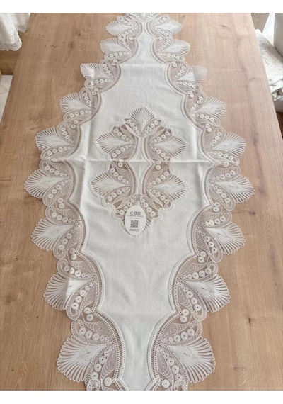 Salon Takımı Çeyizlik Krem Runner Set 5 Parça Keten Ranır Masa Konsol Sehpa Örtüsü Lavinya Diğer