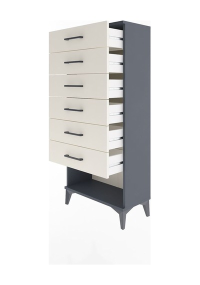 Arges Dolap 6 Çekmeceli 60x30x134 Antrasit-aytaşı Antrasit