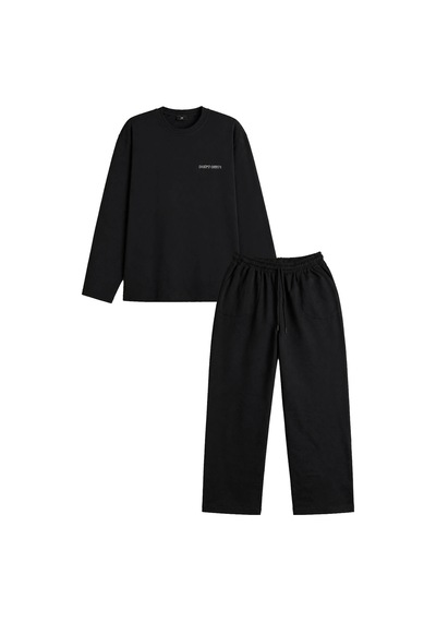 Erdenay Tekstil Mevsimlik Pamuklu Erkek Eşofman Pijama Takımı Slim Fit Siyah