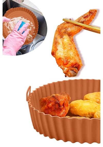 Petinka Renkli Isıya Dayanıklı Yıkanılabilir Silikon Fırın Ve Airfryer Yuvarlak Pişirme Matı 20 Cm Açık Gri