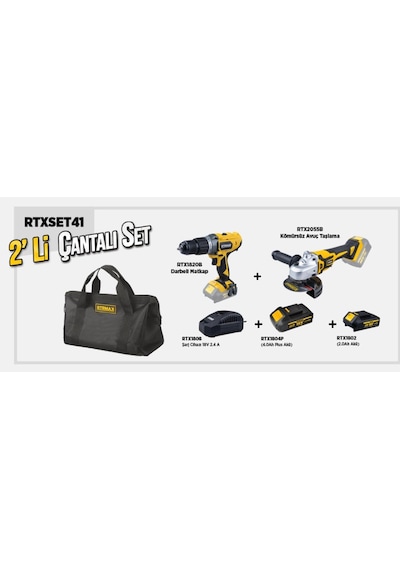 Rtrmax Rtxset 41 Xlion 2 Li Set Şarjlı Vidalama Şarjlı Taşlama