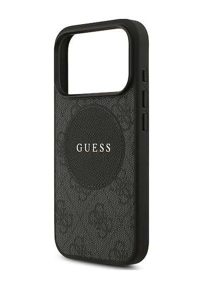 Apple Uyumlu iPhone 17 Pro Kılıf Guess Lisanslı M-safeli Yazı Logolu Circle Classic Kapak Siyah Siyah