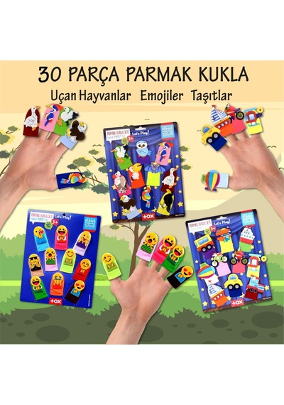 3 Set - 30 Parça Tox Taşıtlar Emojiler Ve Uçan Hayvanlar Parmak