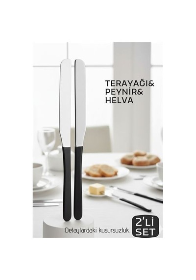 Zenvac Lüks Seri 2'li Tereyağı Ve Peynir Bıçağı Seti - Paslanmaz Çelik & Ergonomik Silikon Saplı 16 Cm 719999 Z