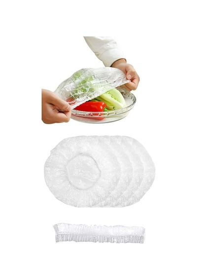 Mivelacure Lastikli Buzdolabı Poşeti 50x40cm Şeffaf Gıda Yiyecek Saklama Torbası Piknik Kamp Poşeti