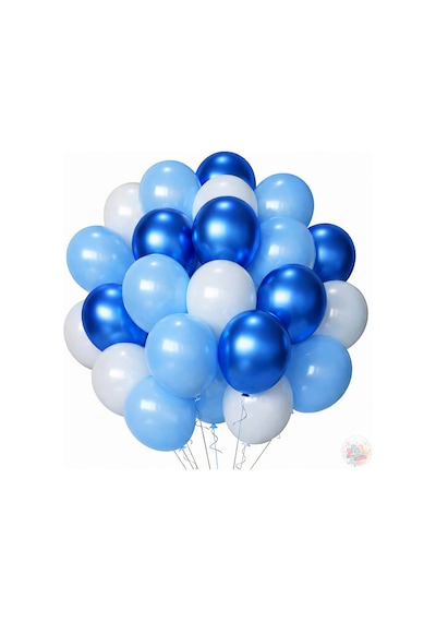Metalik Mavi Ve Açık Mavi Beyaz Balon Seti 24 Parça A Kalite Balon, Parti Ve Doğum Günü Seti Bebek Mavisi