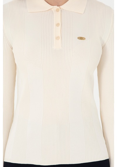 U.S. Polo Assn. Kadın Krem Polo Yaka Kazak 50297087-VR071