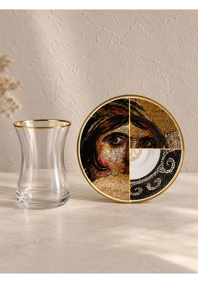 12 Parça 6 Kişilik Zeugma Çay Seti-7710 Çok renkli