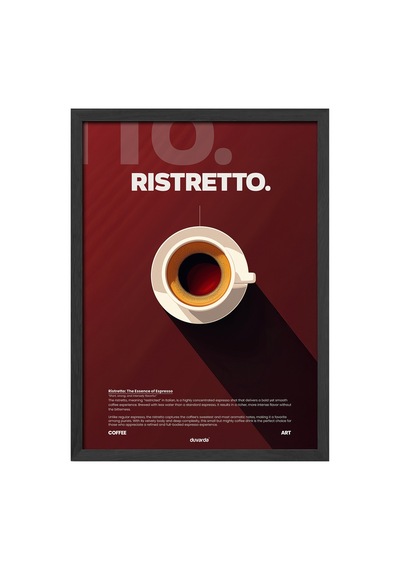 Ristretto Kahve Siyah Ahşap Çerçeveli Poster, Dekoratif Duvar Tablosu