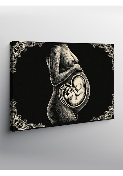 Kanvas Tablo Hamile Anne Ve Bebek Silüeti 50cmx70cm