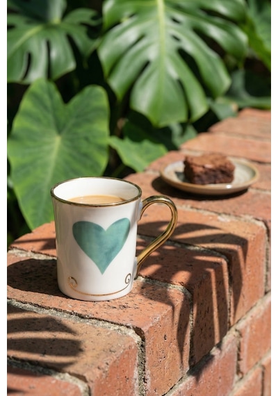 Heart Porselen Kupa Yeşil - 250 Ml Yeşil