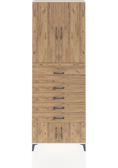 Arges Dolap 3 Raflı 5 Çekmeceli 4 Kapaklı 88x30x243 Aytaşı-çam Aytaşı