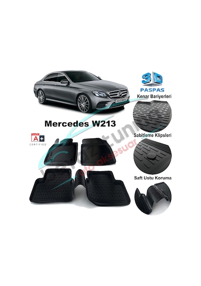 Mercedes E-Serisi W213 Havuzlu 3D Paspas Niken Siyah 2016-