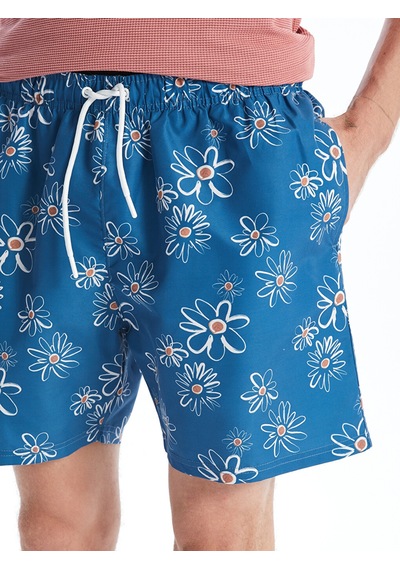 Lcw Swımwear Mavi Kısa Boy Desenli Erkek Deniz Şortu