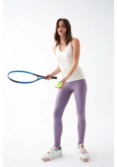 Akbeniz Kadın Mor Yüksek Bel Fit Spor Tayt