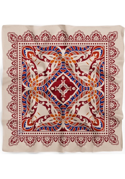 Pusula Desen 55x55cm Bandana/fular Çok Renkli