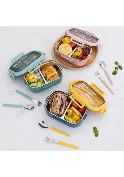 Valkyrie Isı Yalıtımlı Termal Çantalı Çelik Lunch Box Bpa Sız, Sızdırmaz, Çok Bölmeli Yemek Kabı Pembe Pembe