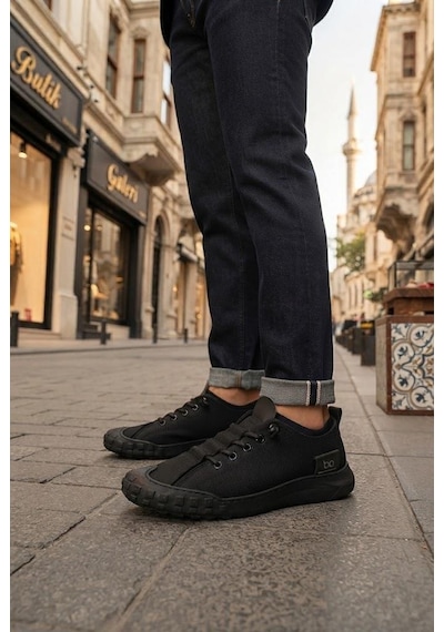 Fort 2065 Bst Rahat Esnek Lastik Bağcıklı Sneaker Erkek Ayakkabı Siyah