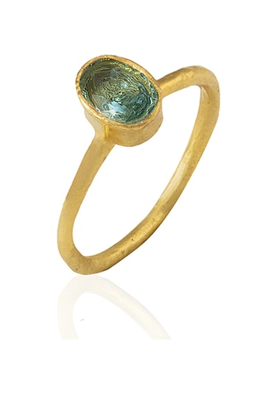 Kadir Jewellery 22 Ayar Altın Kaplama Zirkon Taşlı Kadın Minimal Yüzük Açık Mavi 93243746