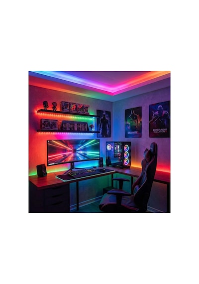 Wn-1161 Şerit Led 5 Metre Rgb Led Işık Uzaktan Kumandalı Tak Çalıştır 3 Çipli İç Mekan Led Çok Renkli