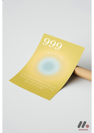 Melek Sayısı 999 Posteri, Çerçevesiz Yüksek Kalite Duvar Afişi - Kişiye Özel Hediye