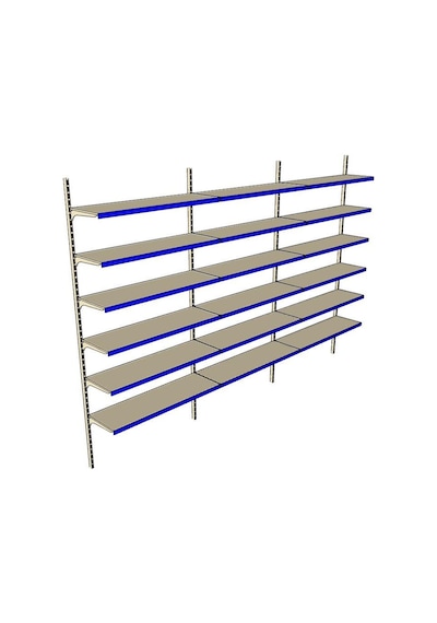 6 Katlı 3'lü Duvara Monte - Standart Market Rafı Mavi-30x95 Cm Mavi