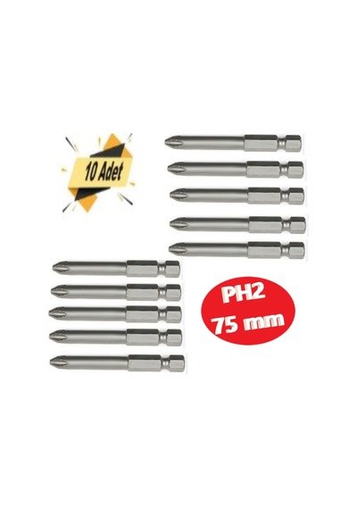 Bits Uç, Yıldız Matkap Ucu Ph2x75 Mm 10 Adet