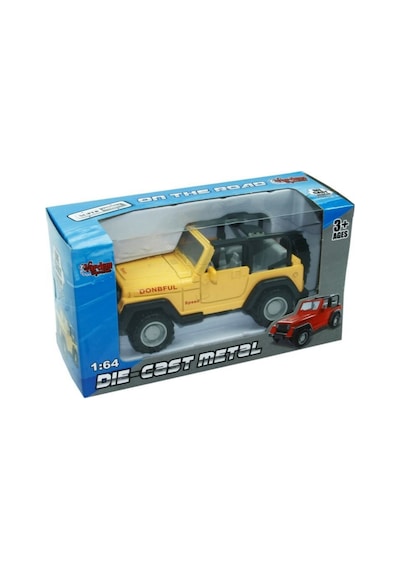 1:64 Ölçek Metal Döküm Sarı Jeep Oyuncak Araba - Off-road Arazi Aracı Die-cast Model Çok Renkli