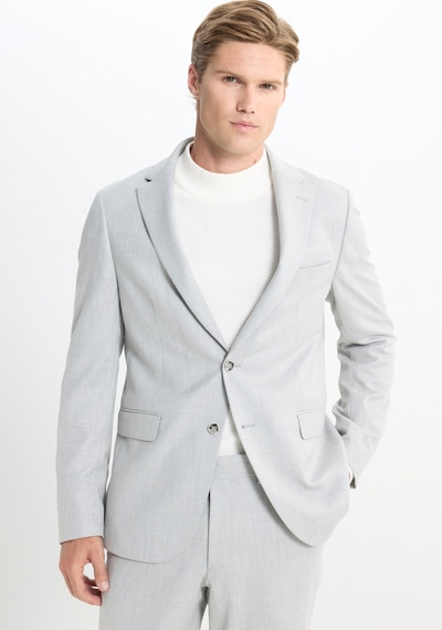 Ac&co Erkek Acık Grı Slim Fit Mono Yaka Çizgili Kapak Cepli Takım Elbise Açık Gri