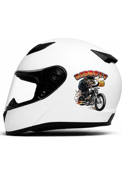 Bad Boys Motorcu Kurt Sticker Çılgın Motorcu Kurt Köpek Araba Oto Motosiklet Kask Pc Laptop Sticker - 00317 15x13 Cm