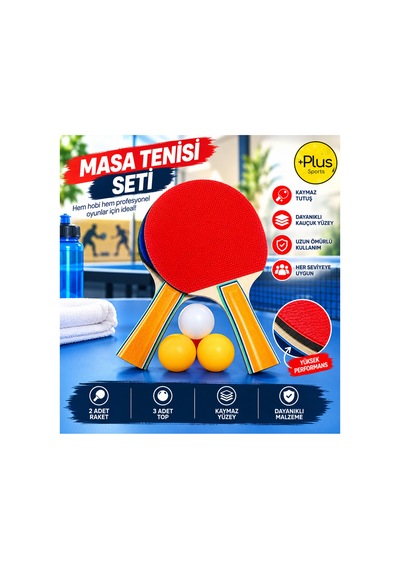 Masa Tenisi Raketi Seti Tenis Topu Set 5 Parça Başlangıç Seti Kırmızı