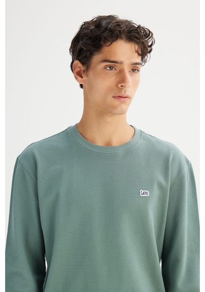 Lee %100 Pamuk Regular Fit Logo Detaylı Erkek Sweatshirt L2520367801 Yeşil