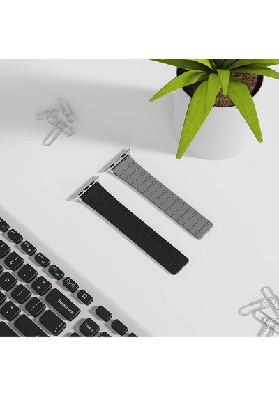 Apple Uyumlu Watch 7 45mm Scks Krd-111 Çizgili Desenli Silikon Kordon-kahverengi