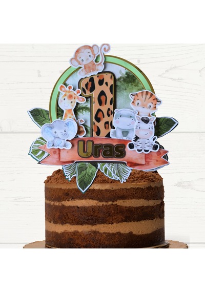 Safari Temalı Kişiye Özel Doğum Günü Pasta Parti Süsü Cake Topper