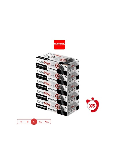 Ultra Extra Kalın Siyah Nitril Eldiven Pudrasız 50 ' Li Paket - Large 5 Paket