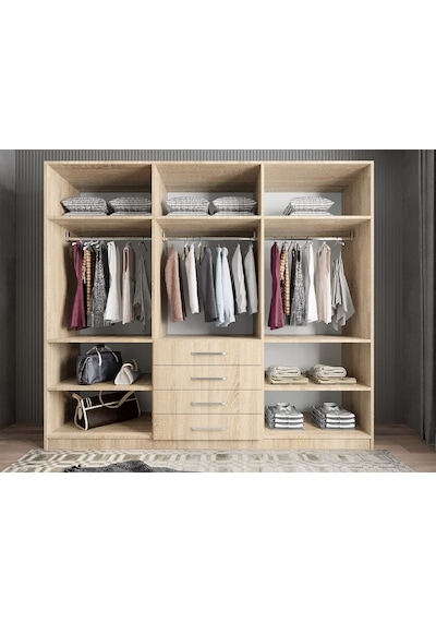 Biray 6 Kapaklı Gardırop Dolap Meşe 270 Cm Montaj Dahil
