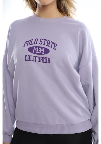 Kadın Polo State Baskılı 3 İplik Sweat Lila