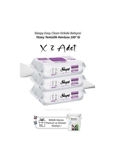 Sleepy Easy Clean Orkide Bahçesi Yüzey Temizlik Havlusu 100' Lü X3 Tekli
