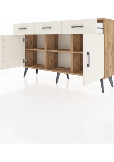 Arges Konsol 3 Raflı 3 Çekmeceli 3 Kapaklı 132x30x83 Çam-aytaşı/aytaşı Aytaşı/aytaşı