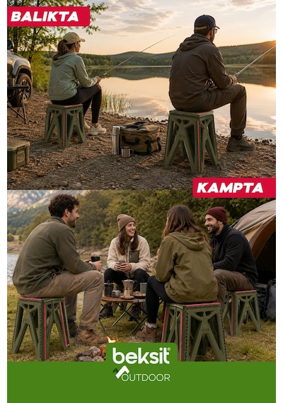 Outdoor Herkül L Katlanır Reflektörlü Tabure Haki Yeşil Yeşil Yeşil