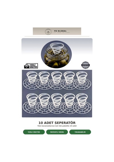 Fd Global Yaylı Plastik Seperatör Turşu, Zeytin, Peynir İçin Batırıcı Ayırıcı 10'lu Paket Şeffaf Şeffaf