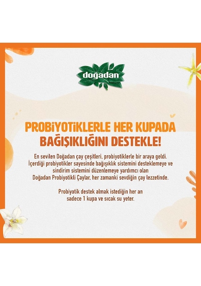 Doğadan Probiyotikli Vanilyalı Rooibos Çayı + Probiyotikli Açai Ananaslı Yeşil Çay Süzen Poşet 2 x 14'lü
