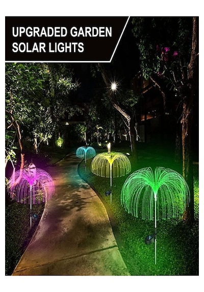 2 Adet Rgb Renk Değiştiren Solar Bahçe Süsü & Su Geçirmez Güneş Enerjili Işık Buketi & Deniz Anası