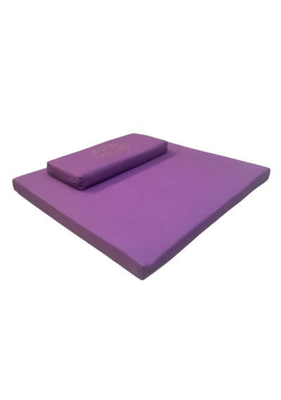 60x60 Meditasyon Minderi Seti İkili Yoga Meditasyon Minderi Lotus Çiçeği Baskılı Meditasyon Minderi Mor