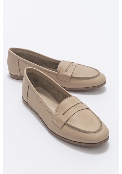 Luvishoes F02 Biskuvi Cilt Kadın Babet Koyu Bej