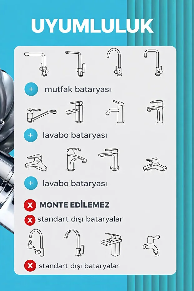 Musluk Başlığı 75 Cm Uzatmalı 360 Döner 3 Modlu Su Tasarruflu Uzayan Musluk Başlığı