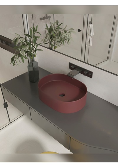 Thorax Flora Sınırsız Renk Leke Tutmaz Granit Çanak Banyo Evyesi Lavabosu Modern Yuvarlak Tasarım Çok Renkli
