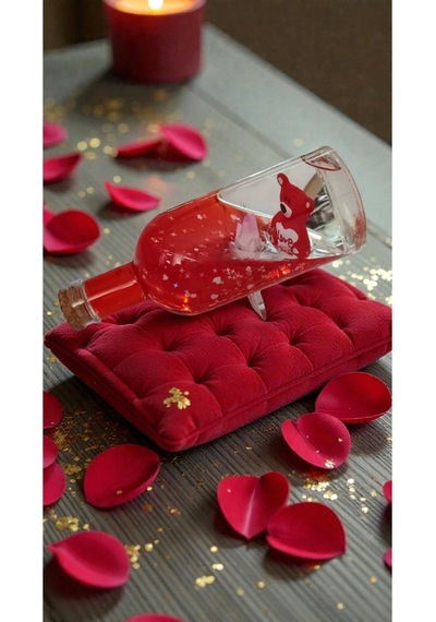 Ayıcılıklı Love Yazılı Sevgililer Gününe Özel Batmayan Sulu Biblo Boyut 16cm 1 Adet Gönderim