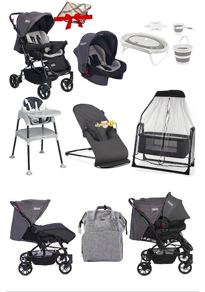 Tommy Baby 12 Parça Çeyiz Seti Bebek Arabası - Puset - Beşik - Ana Kucağı - Mama Sandalyesi - Küvet Takımı - Bebek Bakım Çantası